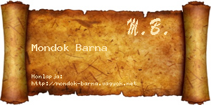 Mondok Barna névjegykártya